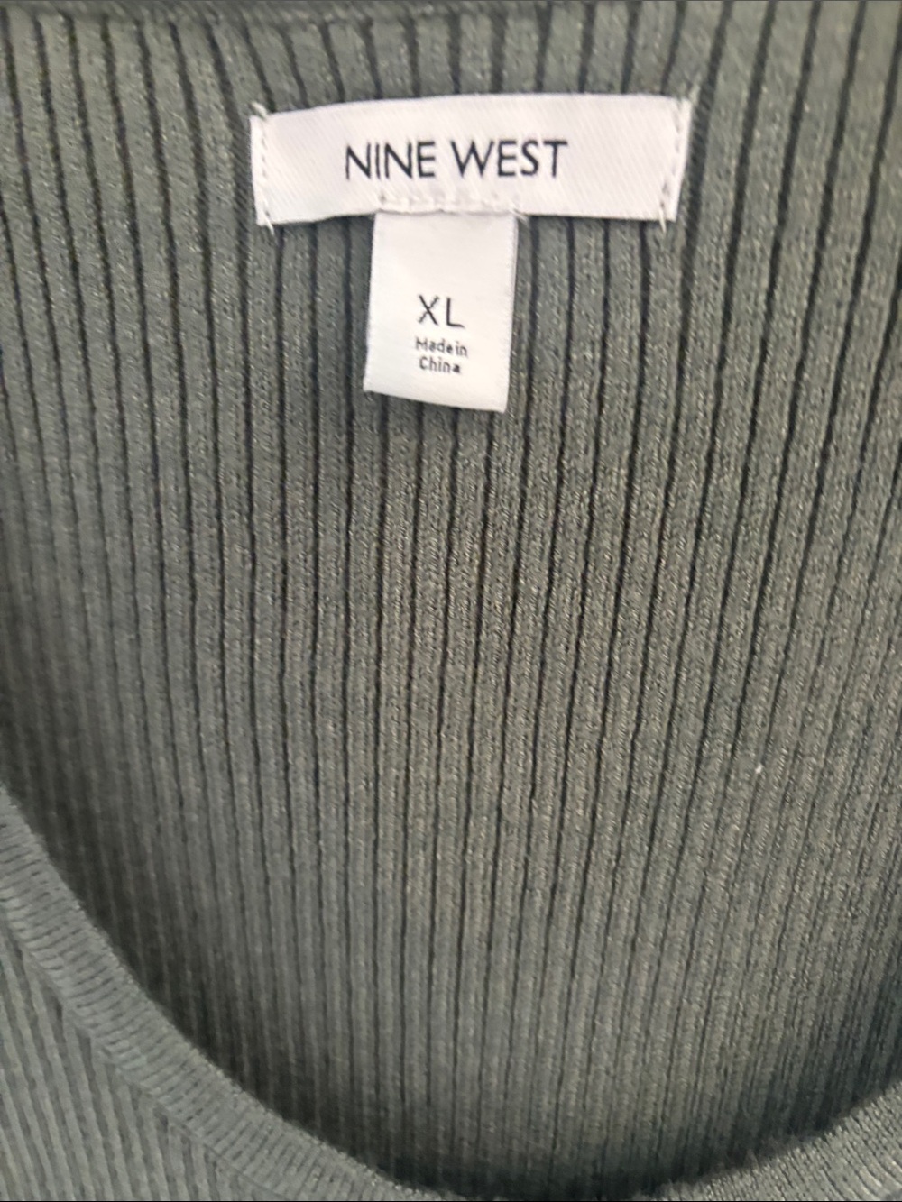 Nine West Olive Green Ribbed Tank Midi Dress - Picture 2 of 3